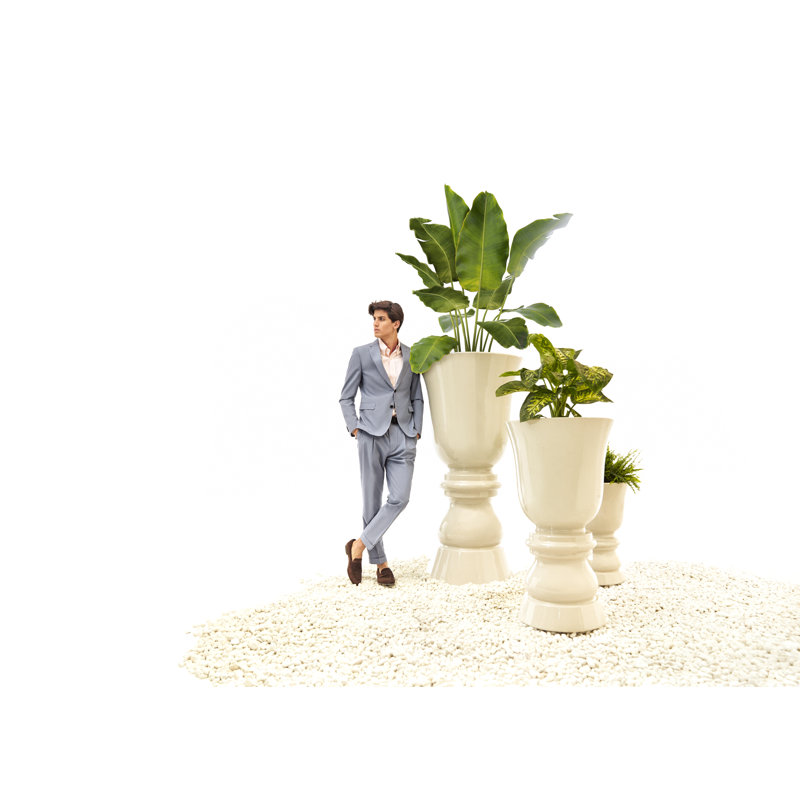 Suave Resin Pot Planter, Ice, 59" H x 29.5" W x 29.5" D