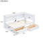 Lit de jour simple blanc avec tiroirs et connexions de rangement-870264111