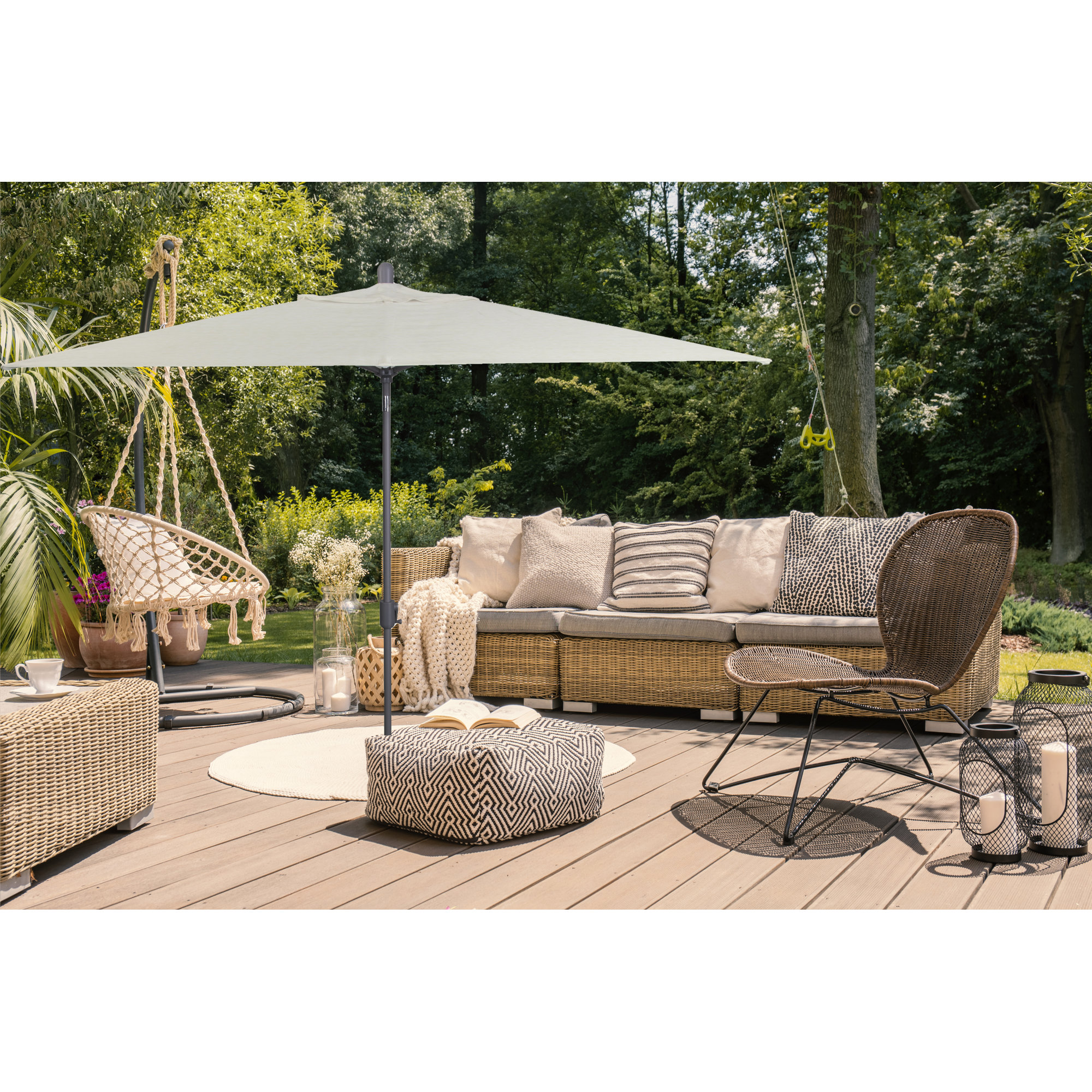 Olivier 116.7'' Outdoor Umbrella, Canvas Natural Sunbrella® Canvas, Starring Gray