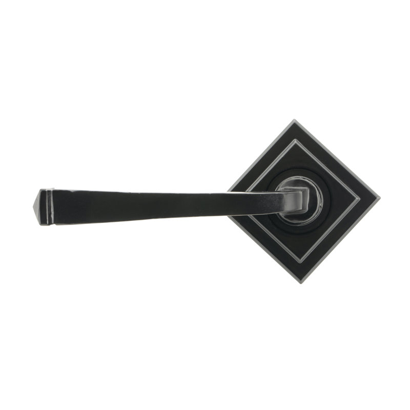 Avon Round Lever on Rose Set (Square) - Unsprung, Black