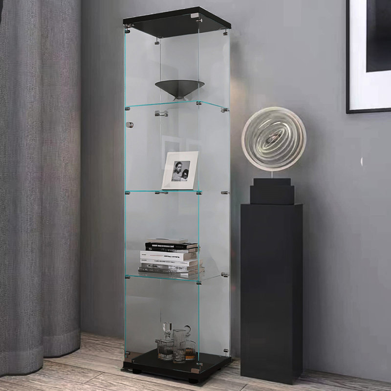 Armoire en verre de haute qualité à 4 tablettes avec une porte, idéale pour exposer et ranger divers articles dans n'importe quelle pièce