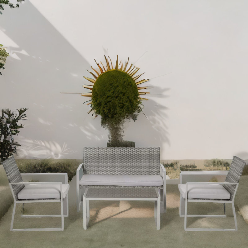 2 - Person 45cm Long Bistro Set PE Rattan Furniture