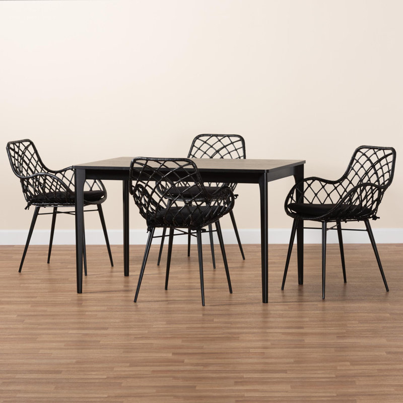 Hileman 4 - Person Rattan Dining Set