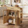 36" Farmhouse Kitchen Island on Wheels - Retro Mobile Cart with Glass Cabinet Door, 4-Tier Spice Rack & Towel Hooks for Dining Room