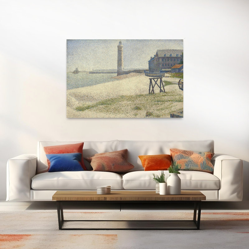Le phare à Honfleur, impression d'art abstrait classique côtier, H 40 po x l 60 po