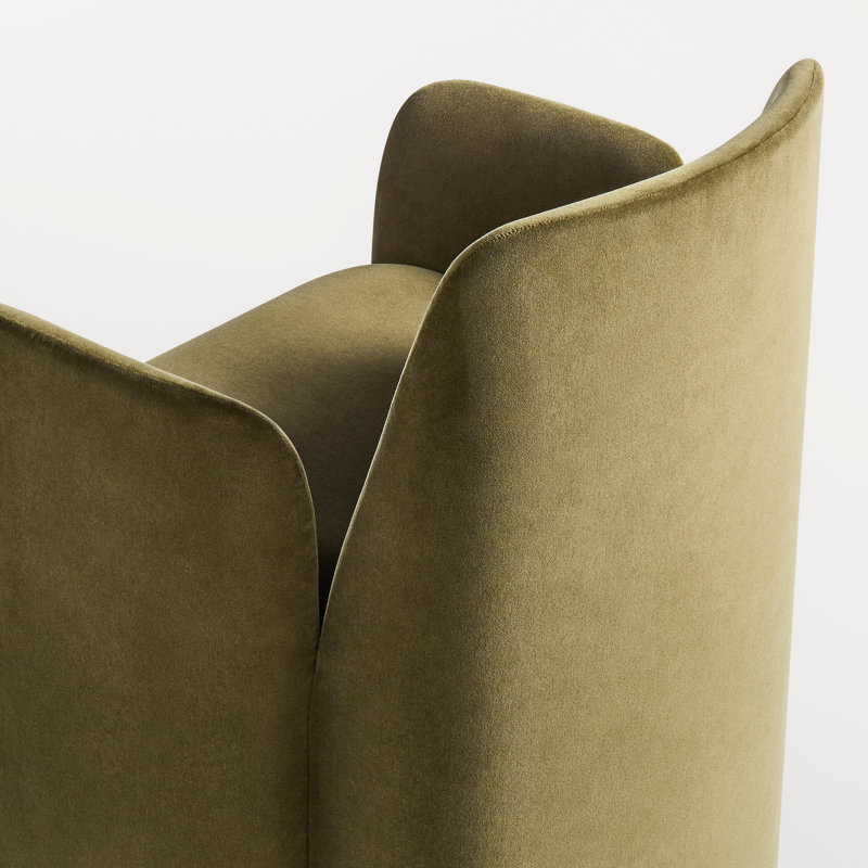 Parentheses Upholstered Arm Chair, Polyester Blend Moss