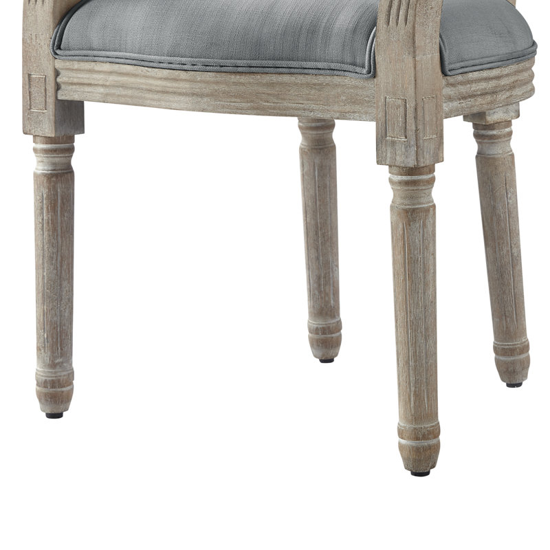 Chaise rustique en lin Rustic Manor, blanc crème, gris