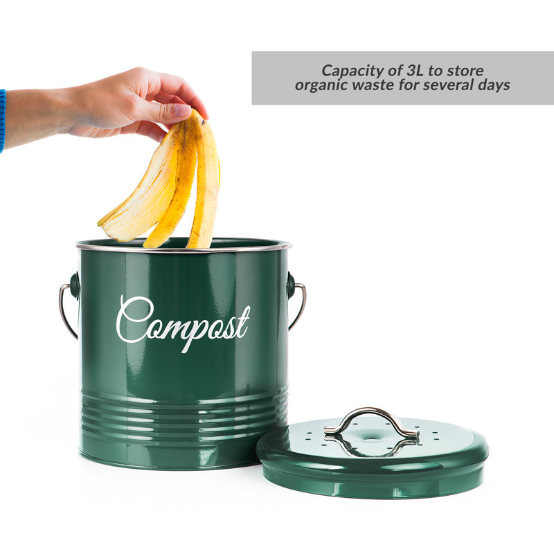 Vamyr Metal Odor Resistant Kitchen Composter, Glossy Green