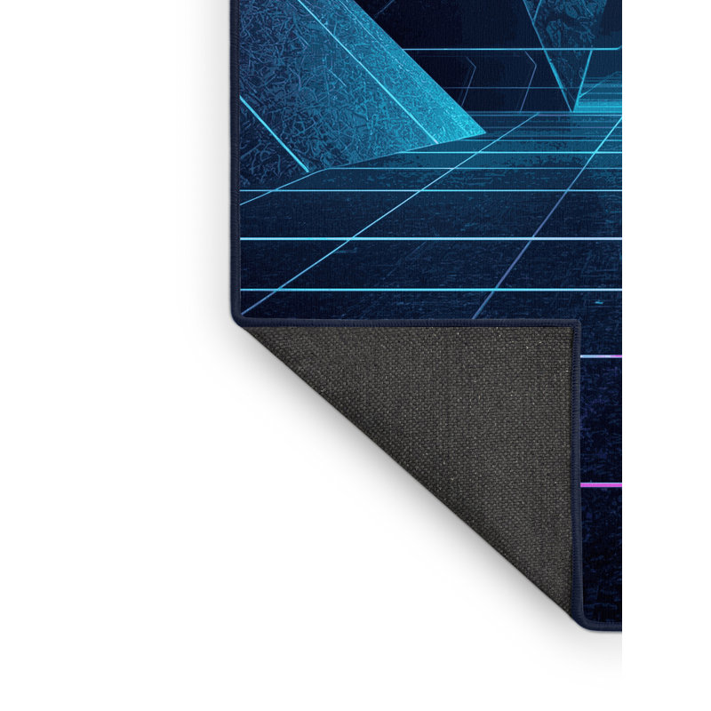 Tapis bleu moelleux et moelleux rétro Earls, 5 x 8