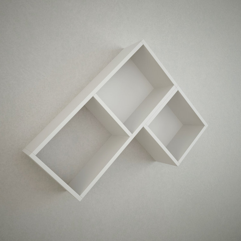 Tablette décorative 3 pièces avec tablettes réglables Abdelrauof, Blanc