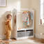  White Wooden Dress Up Unit With Grey Storage Boxes Wardrobe