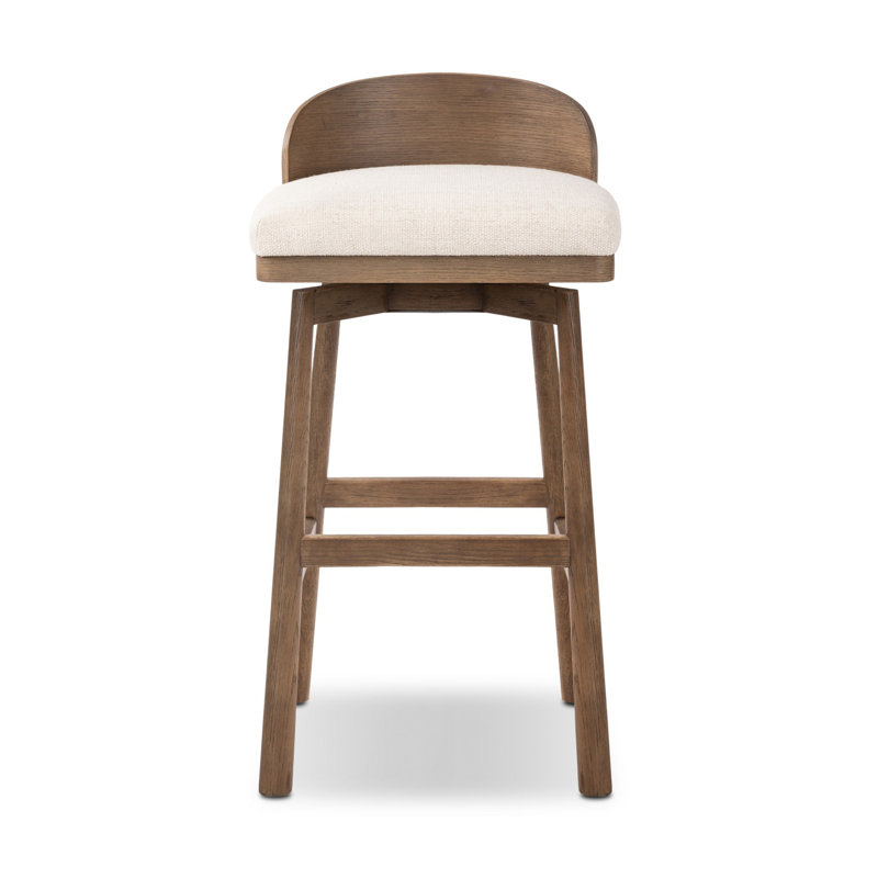 Cloris Swivel Stool-Altair Sienna-Counter & Bar, Bar Stool (30.91" Seat Height), Thames Cream Polyester Blend, Drifted Oak