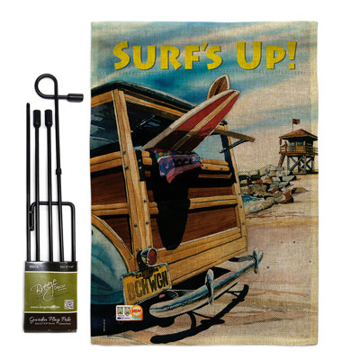 Ensemble de drapeaux 18,5 x 13 po Beach Wagon Summer Fun In The Sun Impressions