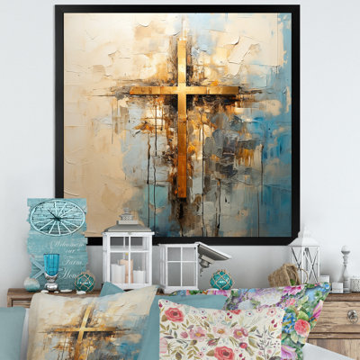 Reproduction d'art mural doré, croix de minimalisme religieuse II