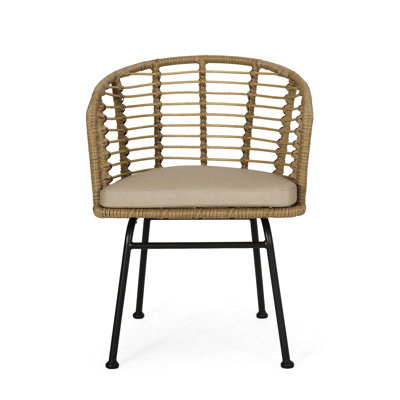 Chaise d'extérieur au design épuré, coussins à eau, l 22,77 po x P 23,16 po H 30,23 po, assemblage requis, brun et beige moderne pour le jardin, 30,23 po H 22,77 po, et plus