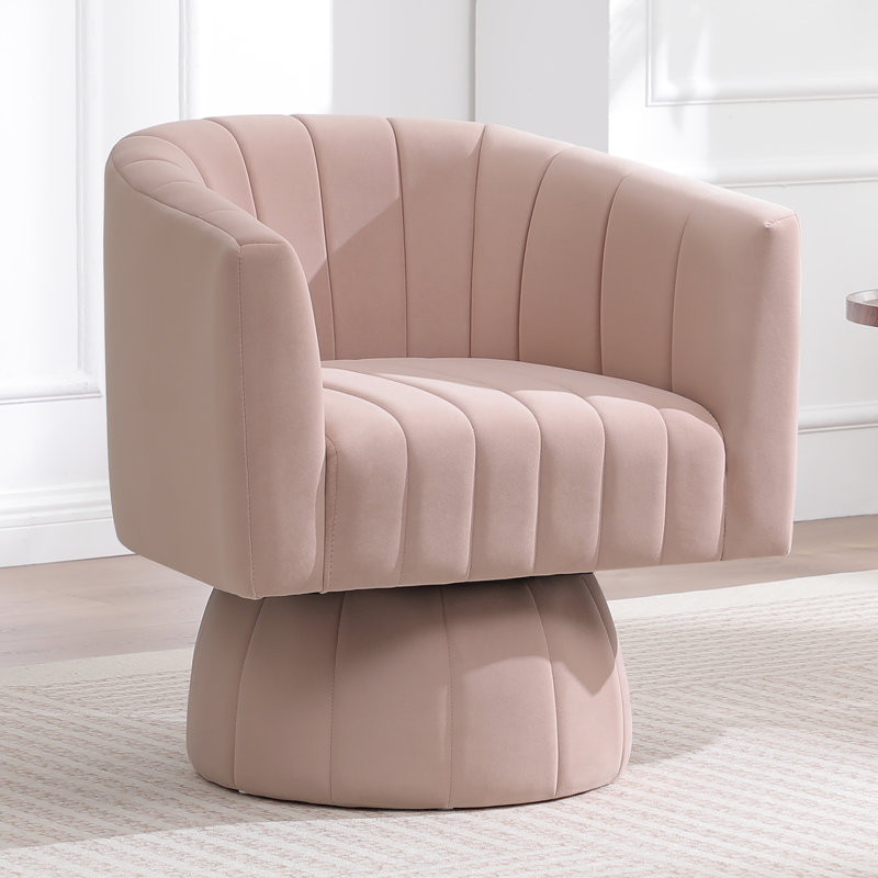 Fauteuil demi-tonneau pivotant 28 po, Velours rose