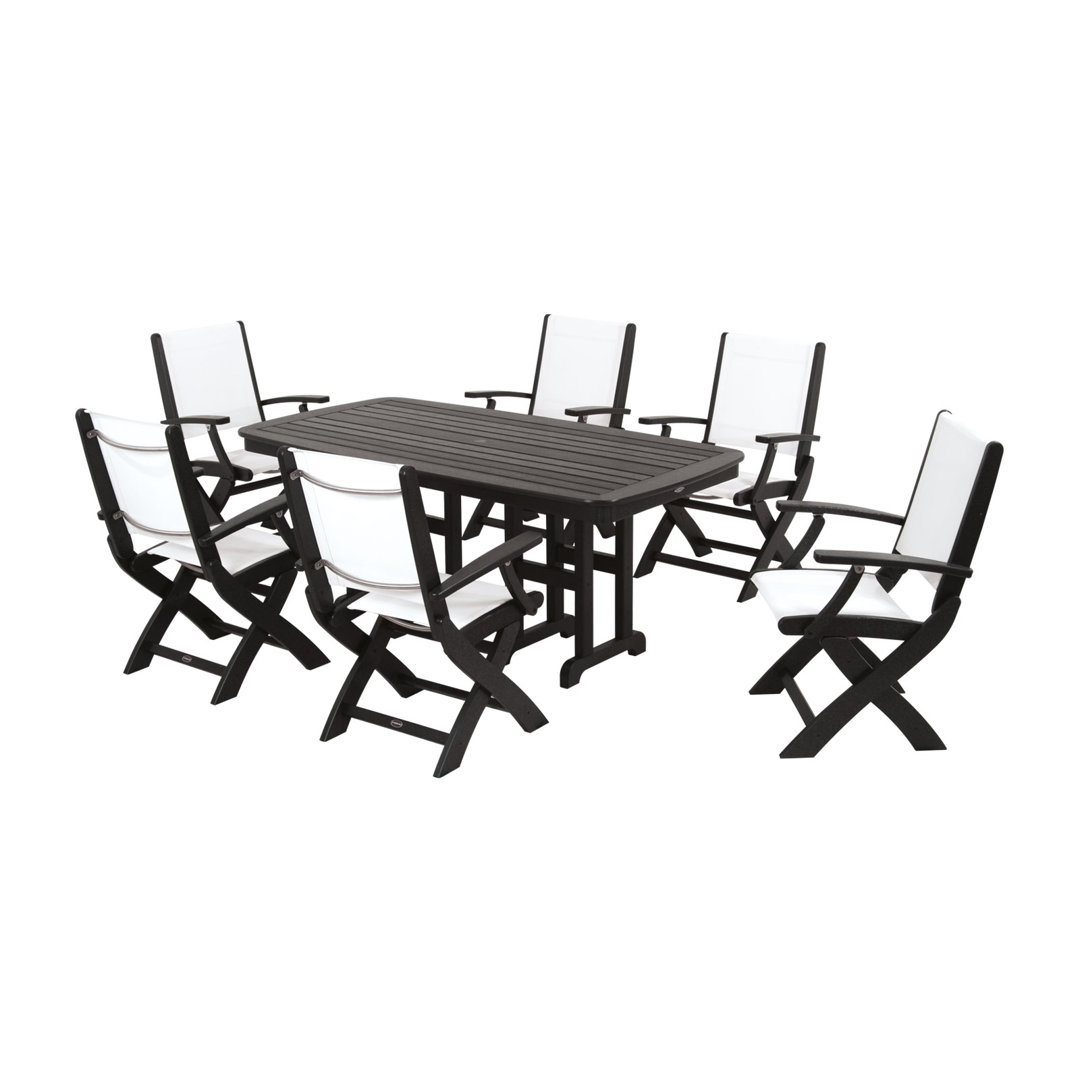 POLYWOOD Coastal Folding Arm Chair 7-Piece Dining Set POLYWOOD® 