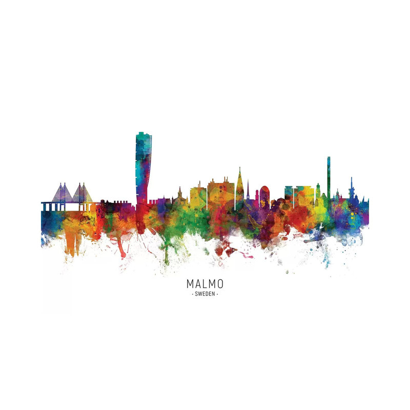 Malmo Sweden Skyline by Michael Tompsett - 1 Piece Wrapped Canvas Wall Art, 66.04 cm H x 45.72 cm W x 3.175 cm D