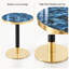 Table de bistro ronde de style années 50, table d'appoint bleu émeraude de 60 cm avec piètement en métal noir et doré
