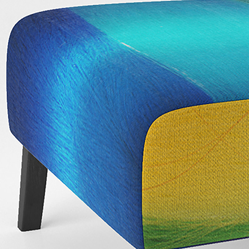 Brechta Vibrant Curve Design II - Velvet Upholstered Modern Slipper Chair, Blue/Green/Yellow