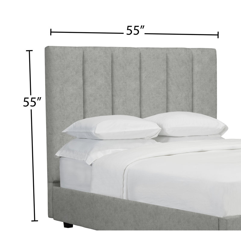 Tête de lit tapissier à panneau Tarrant, Double, Velours - Argenté