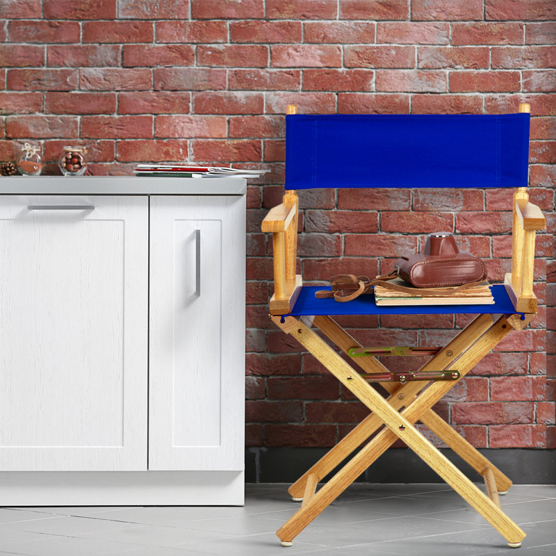 Chaise de réalisateur pliante 18 po, Naturel, Bleu royal