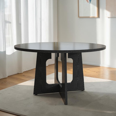 Table de salle à manger ronde - 47 pouces, table circulaire en panneau de fibres à densité moyenne avec finition grain de bois, pour la salle à manger, la cuisine et le salon