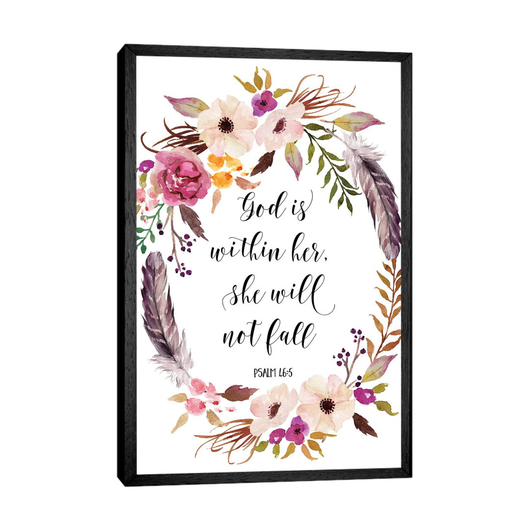 God Is Within Her, She Will Not Fall, Psalm 46:5 by Eden Printables - Painting on Canvas