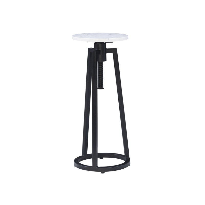 Angret Shawna Adj Drink Table Black With White Marble, Black