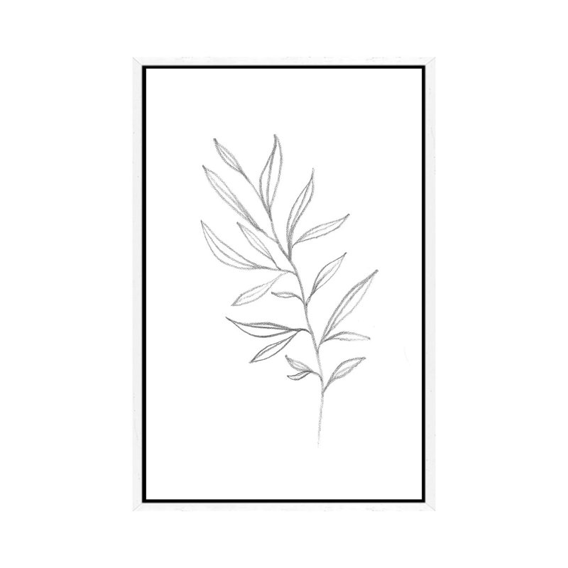 Line Art Plant - Print on Canvas, 66.04cm H x 45.72cm W x 3.81cm D, White Framed