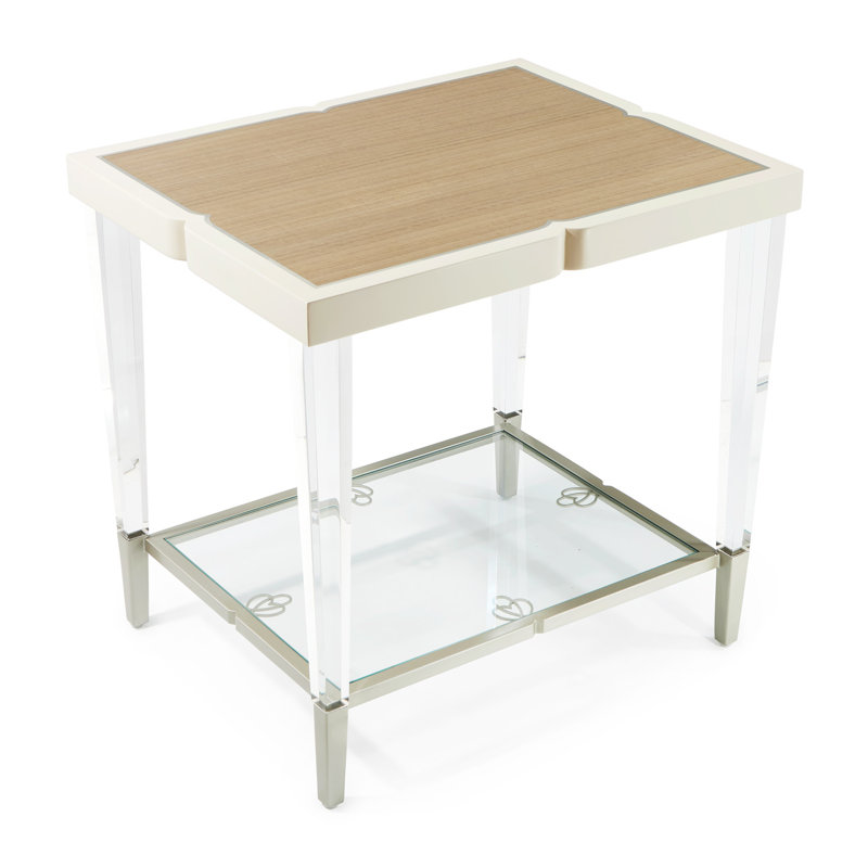 Transitional Cream Acrylic Rectangular Occasional Table
