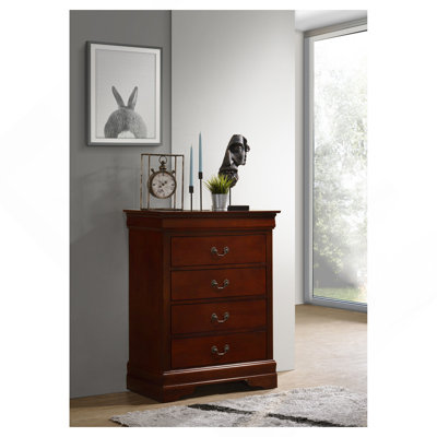 Commode 4 tiroirs Louis Phillipe G3100-BC, cerise