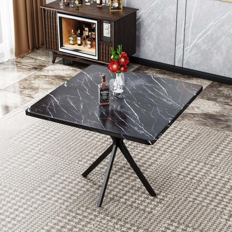 Practical Square Household Dining Table, Modern Design Space Saving Multi-Use Table, Black