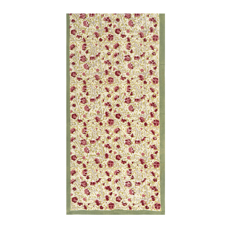 Meadows Handmade Floral Table Runnner, Red/Green, 90" x 16"