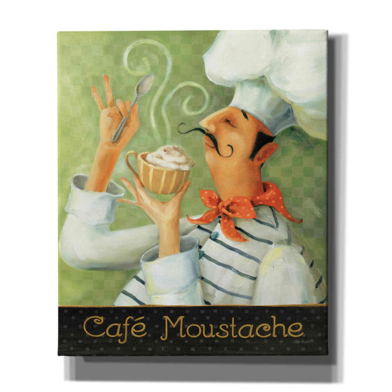 «Cafe Mustache II» par Lisa Audit, art mural sur toile, H 24 po x l 20 po x P 0,75 po
