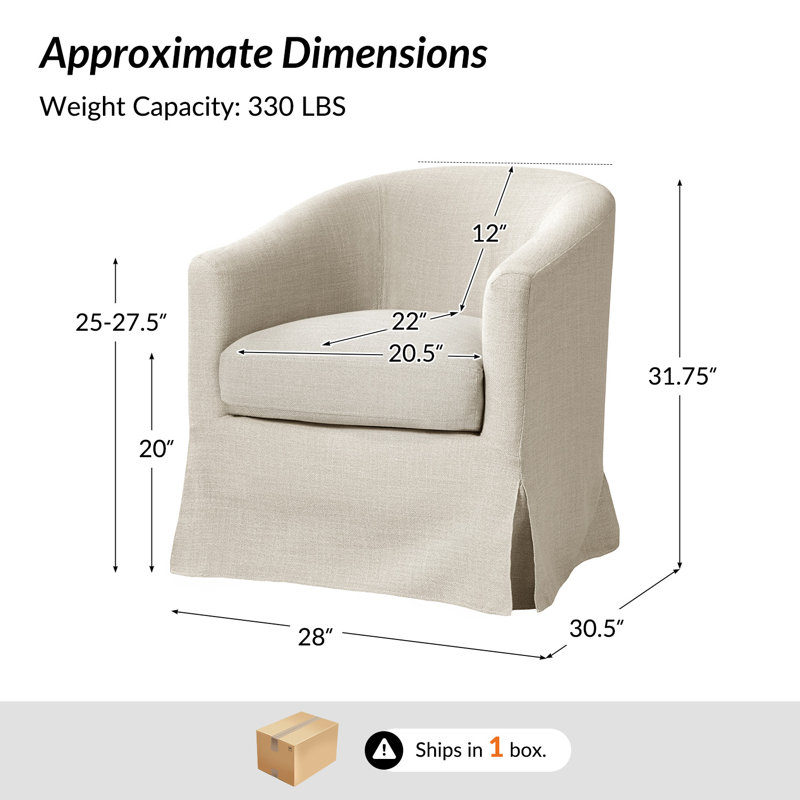 Fauteuil demi-tonneau pivotant Cristobal, Lin