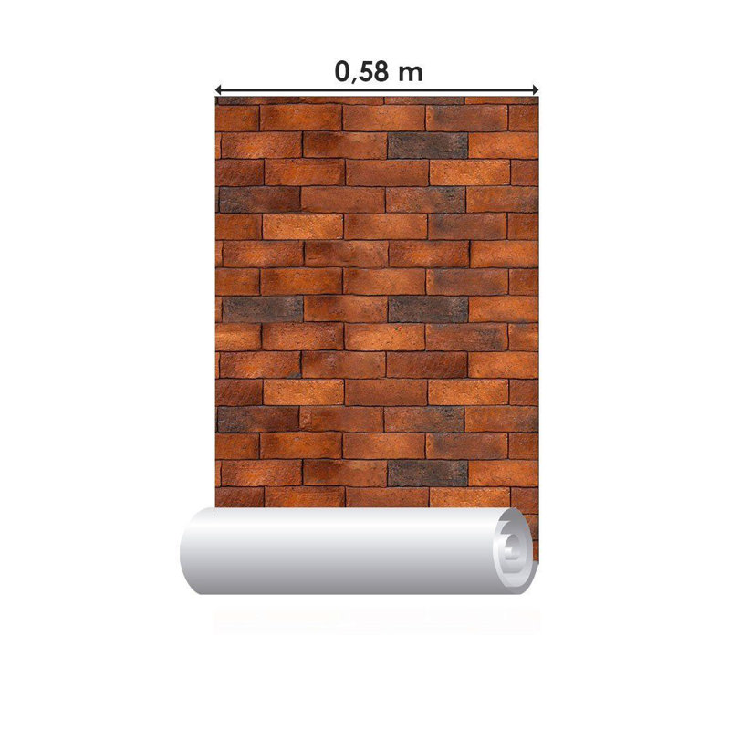 Rouleau de papier peint pelez et collez, Rouge / brun, L 126 po x l 24 po