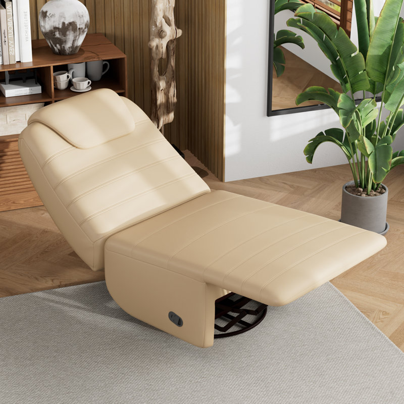 32.9" Wide Swivel Accent Chair, Single Seater 360 Rotation, Recliner with padded Seat and Backrest, Orange