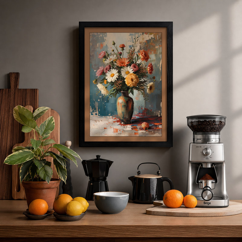 Faded Florals Boho - Framed Print, A1 - 84.1 x 59.4 cm, Black