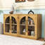Buffet 4 portes en verre arqué avec tablettes réglables et gestion des câbles-314265397