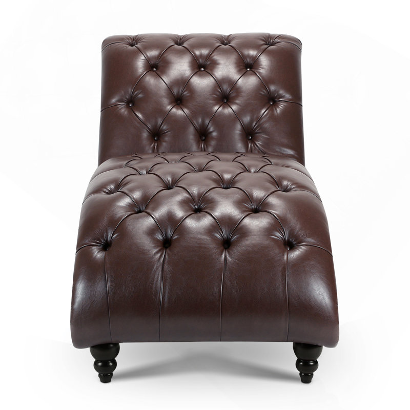 Chaise longue sans accoudoirs touffetée, Marron foncé