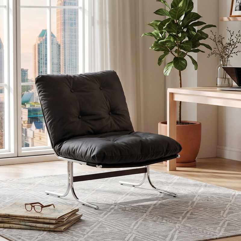 Méridienne Mid-Century, Noir mat