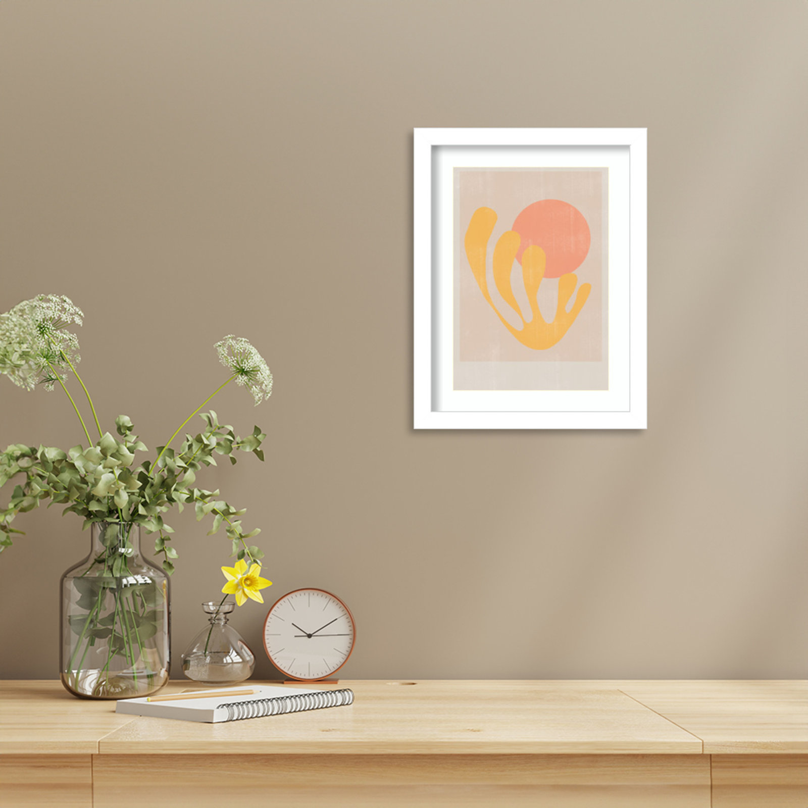 Giese "Modern Plant No. 2" Print, White, 13" H x 10" W