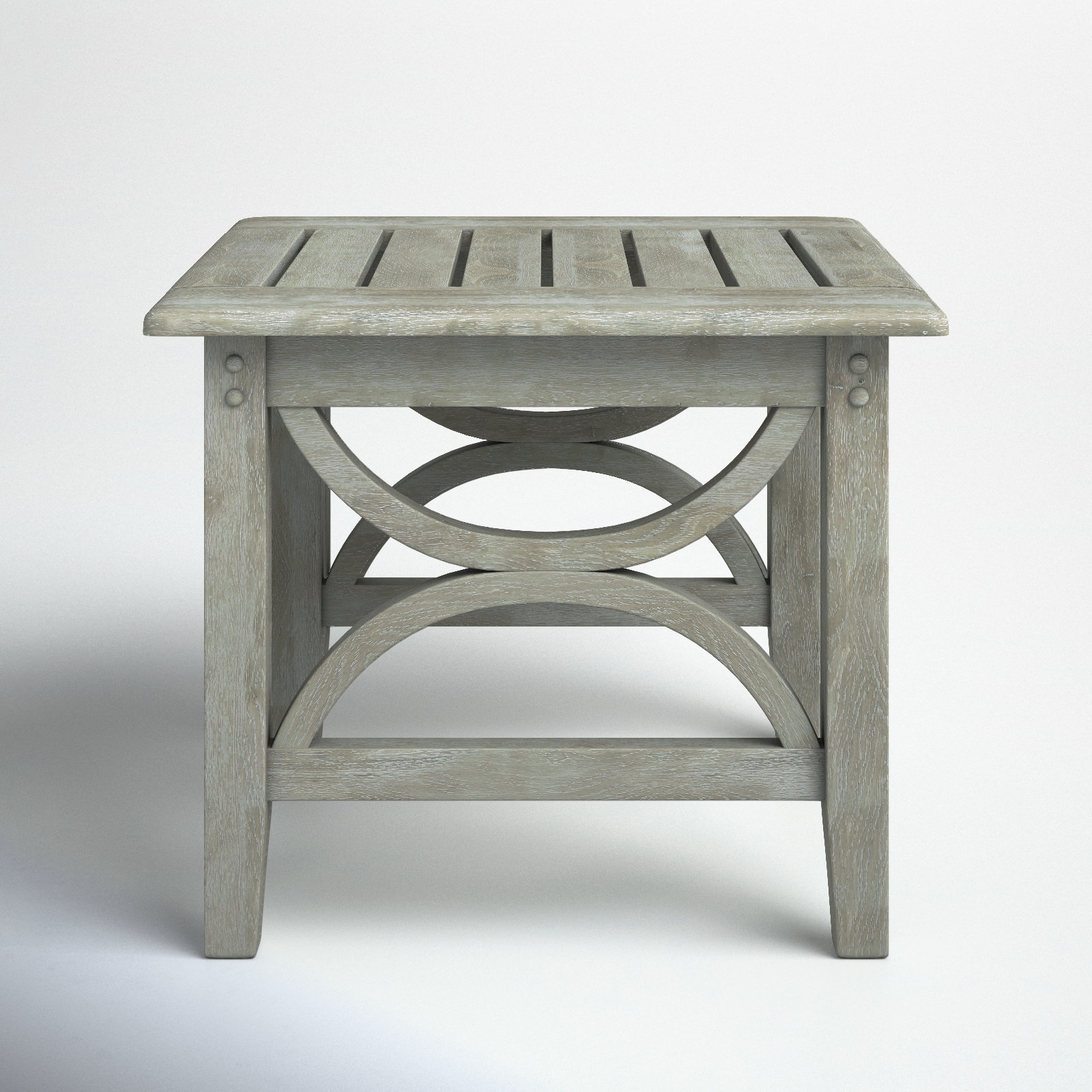 Brunswick 22" Teak Patio Side Table, Weathered Gray