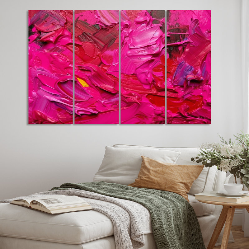 Viva Magenta Bliss Wildness I - 4 pièces sur toile tendue