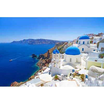 Oia Town On Santorini by Patryk_Kosmider - Wrapped Canvas Print