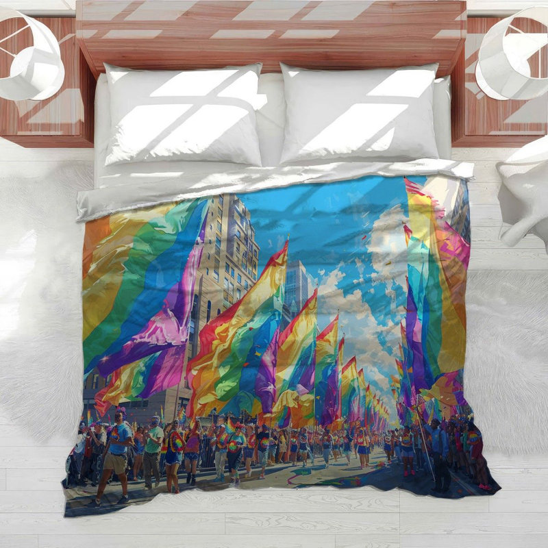 Pride Parade Event Cotton Blend Comforter, Queen Comforter