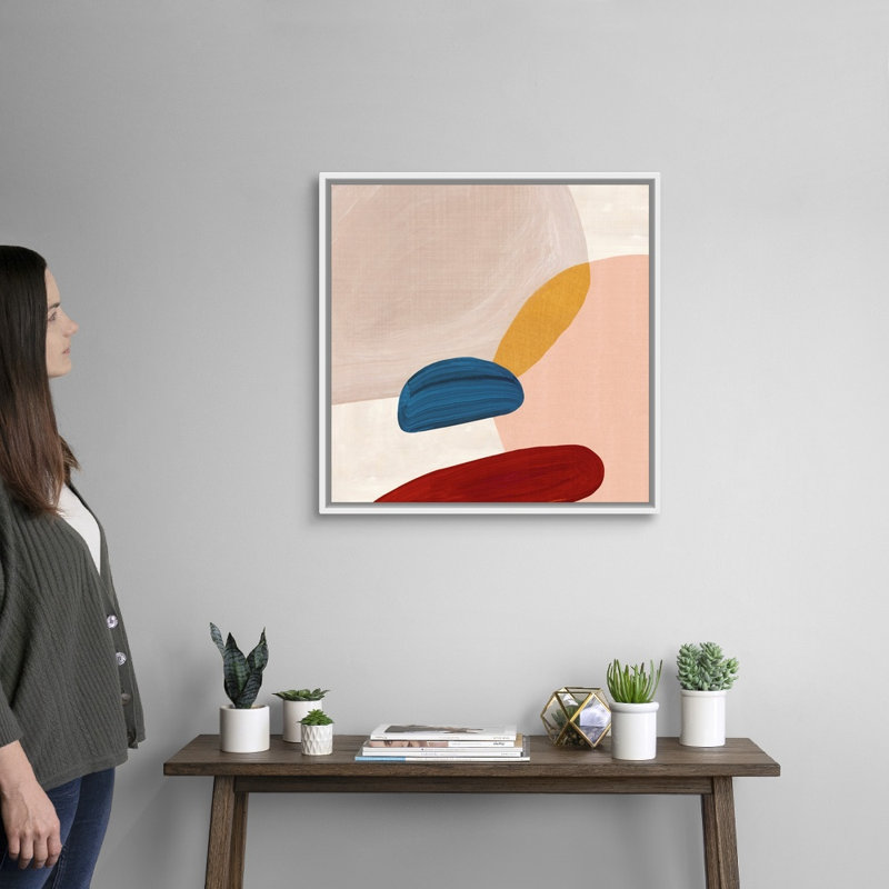 Reproduction d’art sur toile, "Pink Pebbles II" par Eva watts, H 26 po x l 26 po x P 1,75 po, Cadre blanc