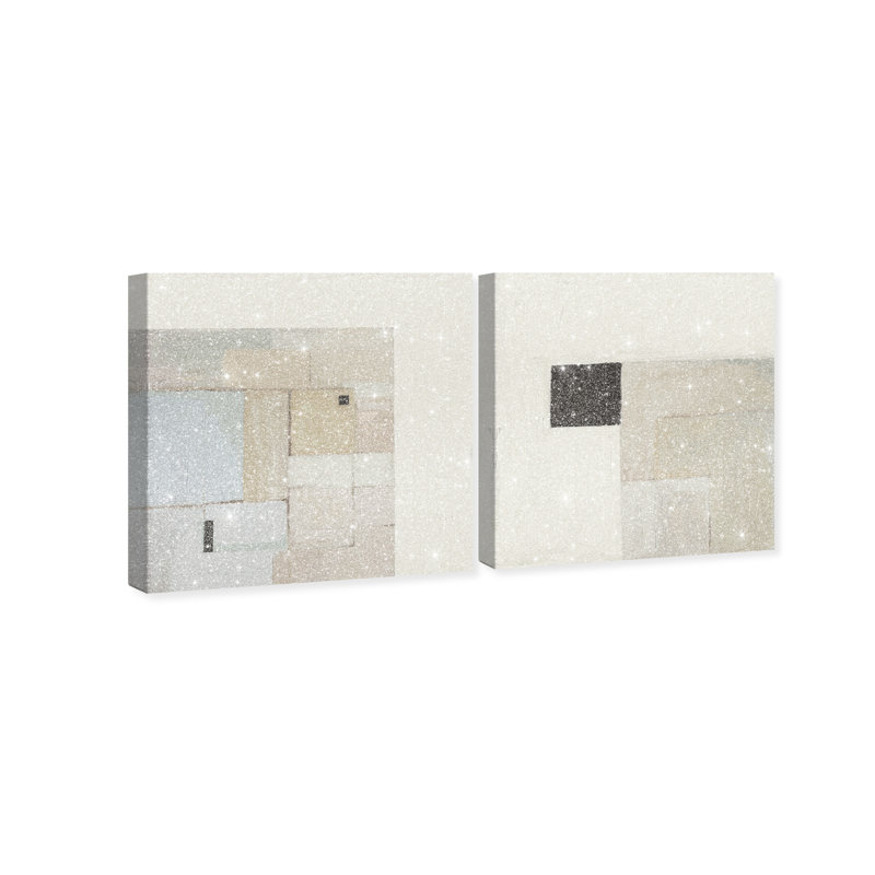 Soft Roughness Set Canvas Abstract Print by Oliver Gal, Black Frame, 12 x 12, 16"H x 16"W, Gallery Wrapped