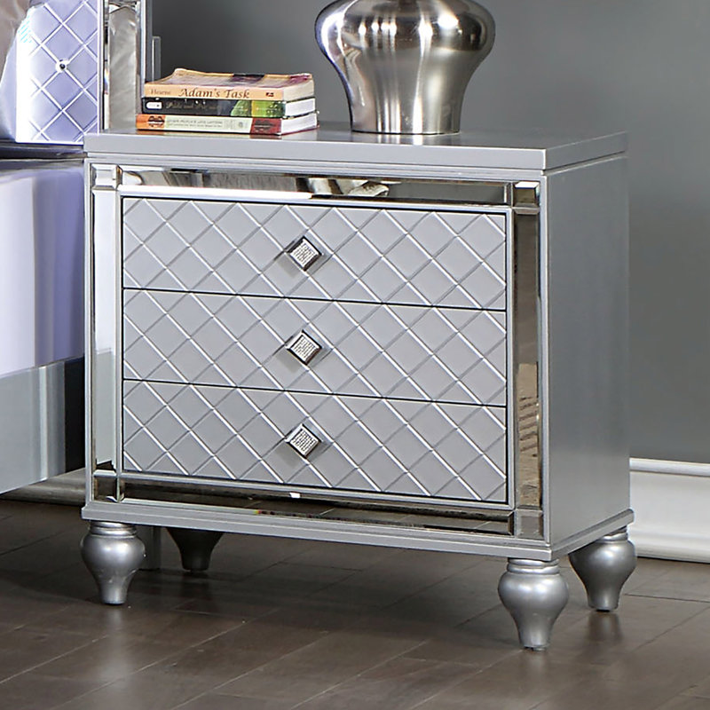 Table de chevet contemporaine de couleur argentée, Argent